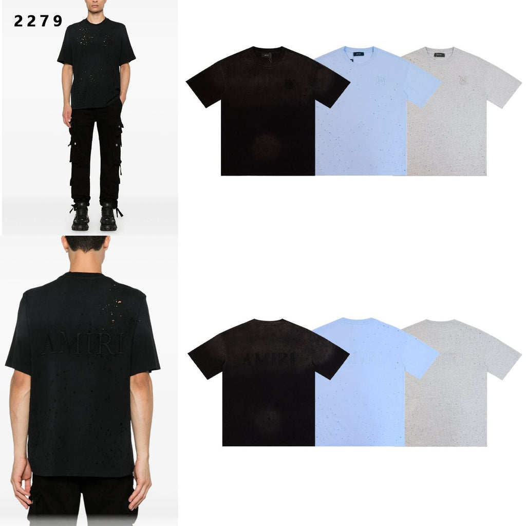 AMIRI Distressed Washed Short-Sleeve T-Shirt — comparison