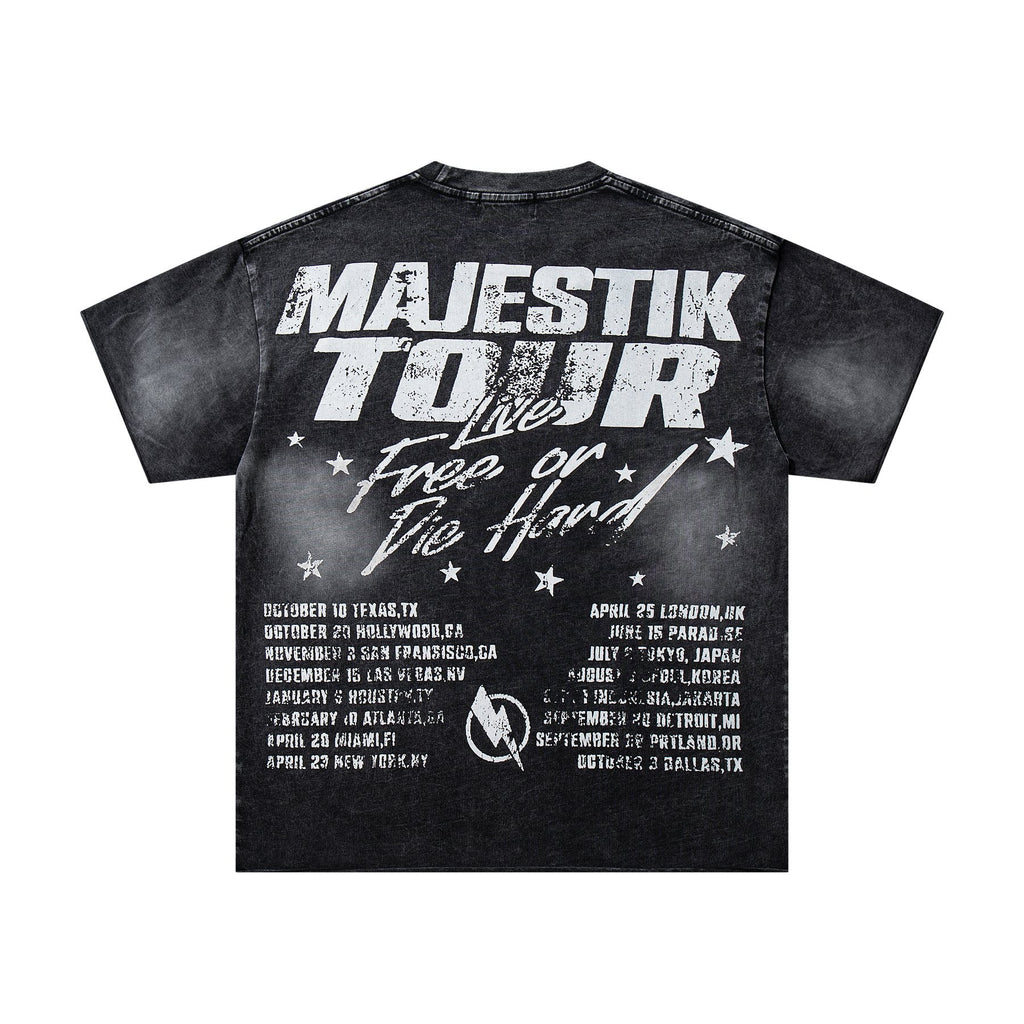 MAJESTIK Washed Black Tour Graphic T-Shirt — back