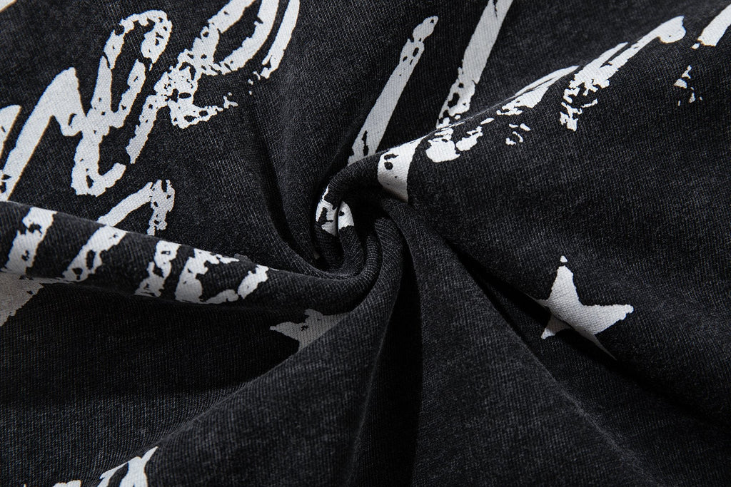 MAJESTIK Washed Black Tour Graphic T-Shirt — fabric_closeup