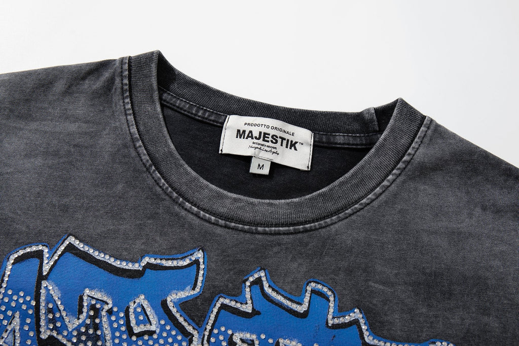MAJESTIK Washed Black Tour Graphic T-Shirt — neck_label