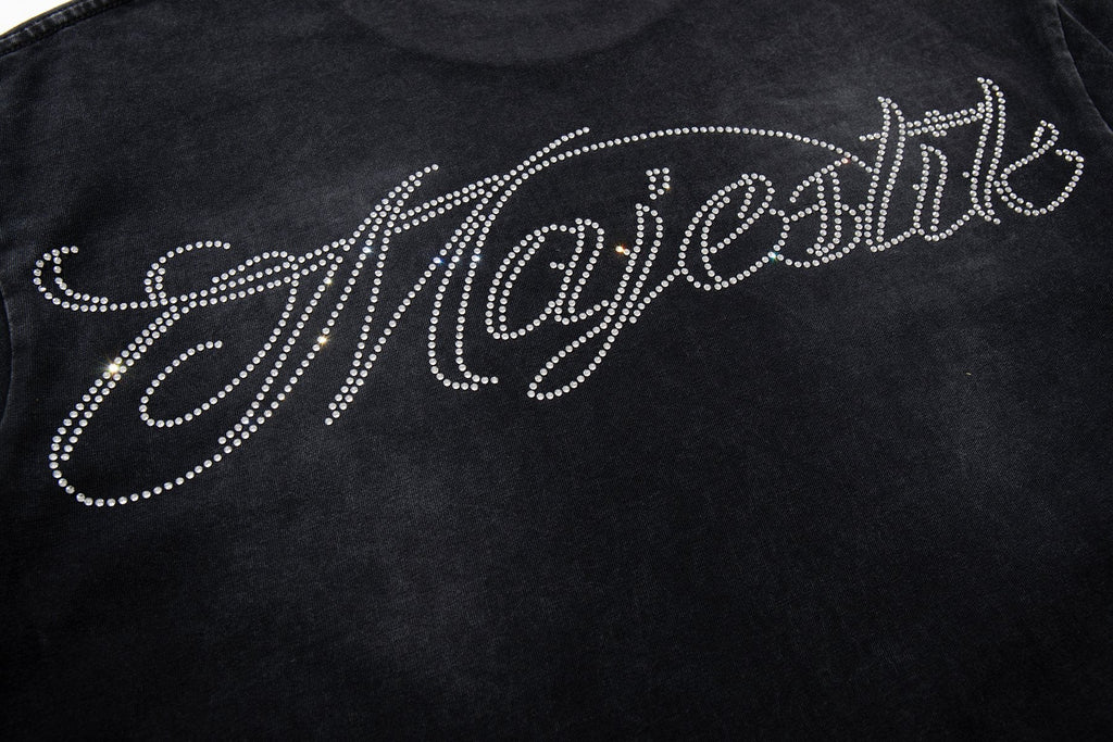 MAJESTIK Washed Black Horse Graphic T-Shirt — detail