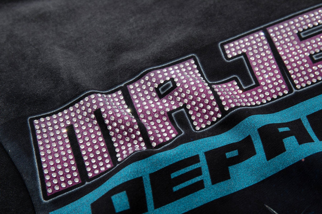 MAJESTIK Washed Black Horse Graphic T-Shirt — detail