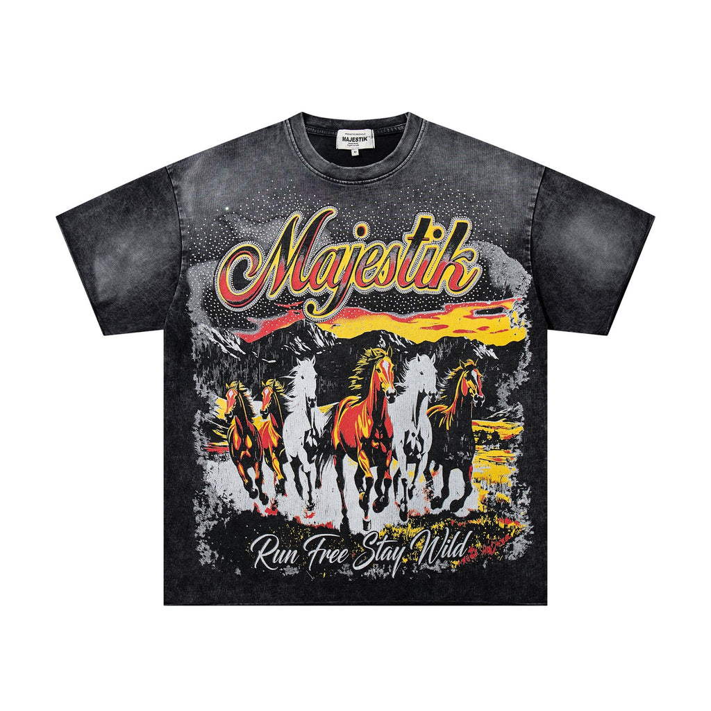MAJESTIK Rhinestone Distressed Graphic T-Shirt — hero