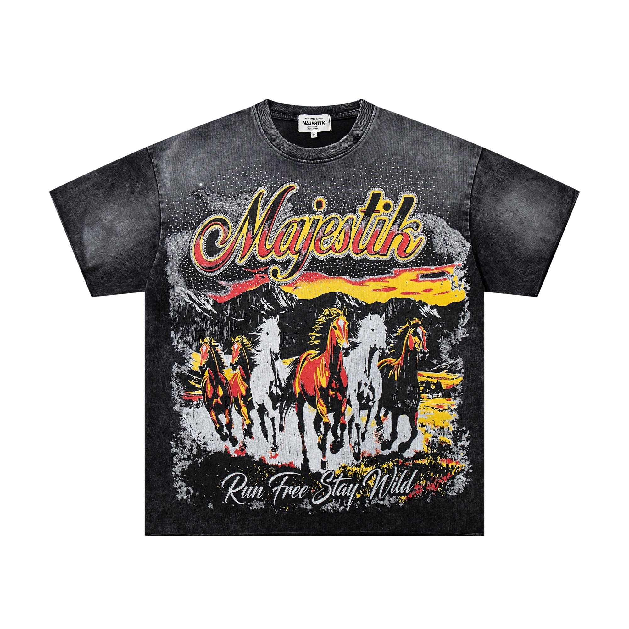 MAJESTIK Rhinestone Distressed Graphic T-Shirt — hero