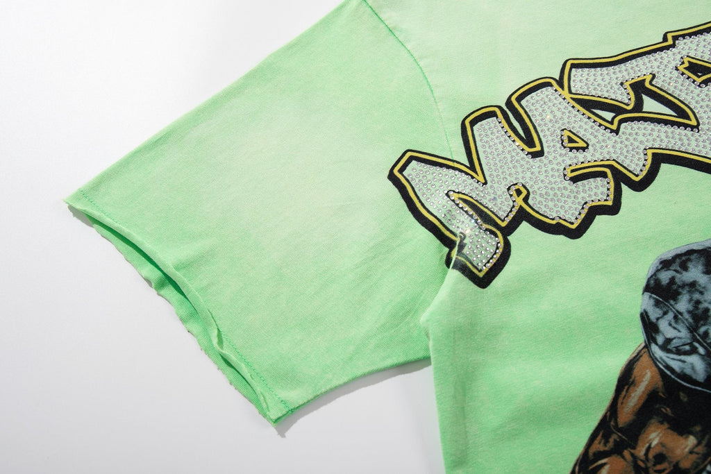 MAJESTIK Mint Green Football Graphic T-Shirt — detail