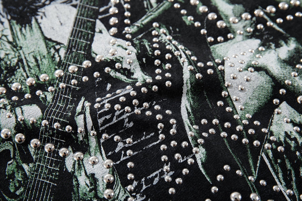 MAJESTIK Washed Black Concert-Collage Graphic T-Shirt — detail
