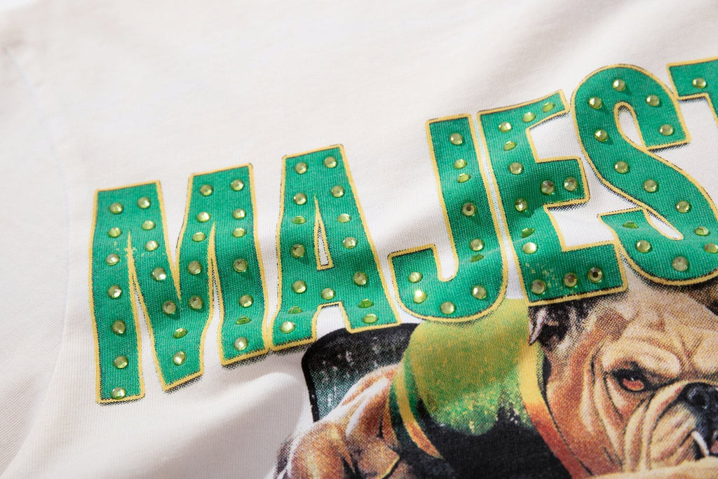 MAJESTIK Bulldog Football Graphic Short-Sleeve T-Shirt - White — detail
