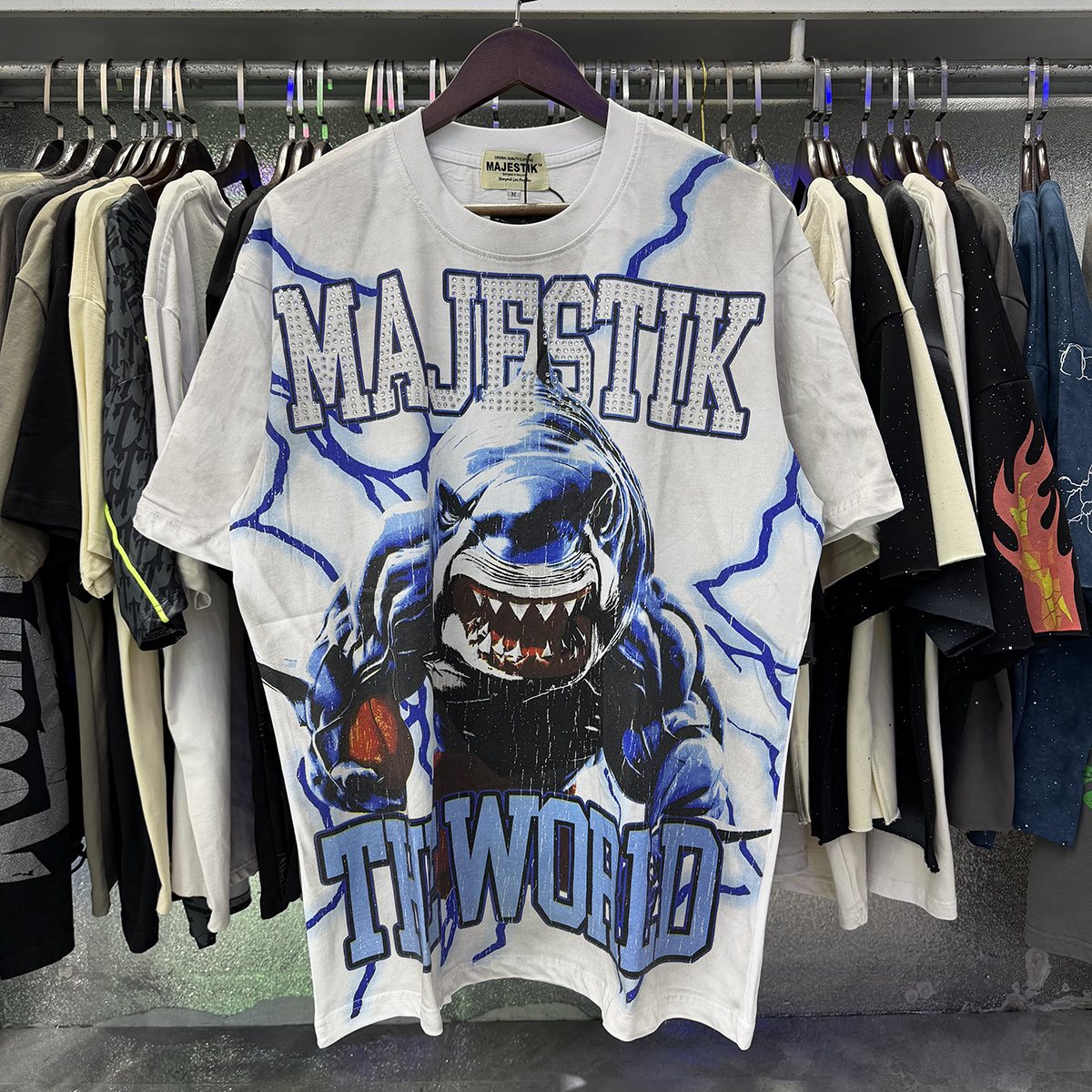MAJESTIK The World Shark Graphic Short-Sleeve T-Shirt — context