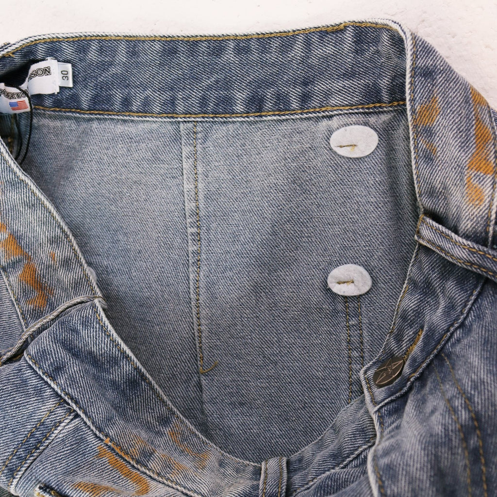 VALLEY Distressed Appliqué Cargo Jeans — detail