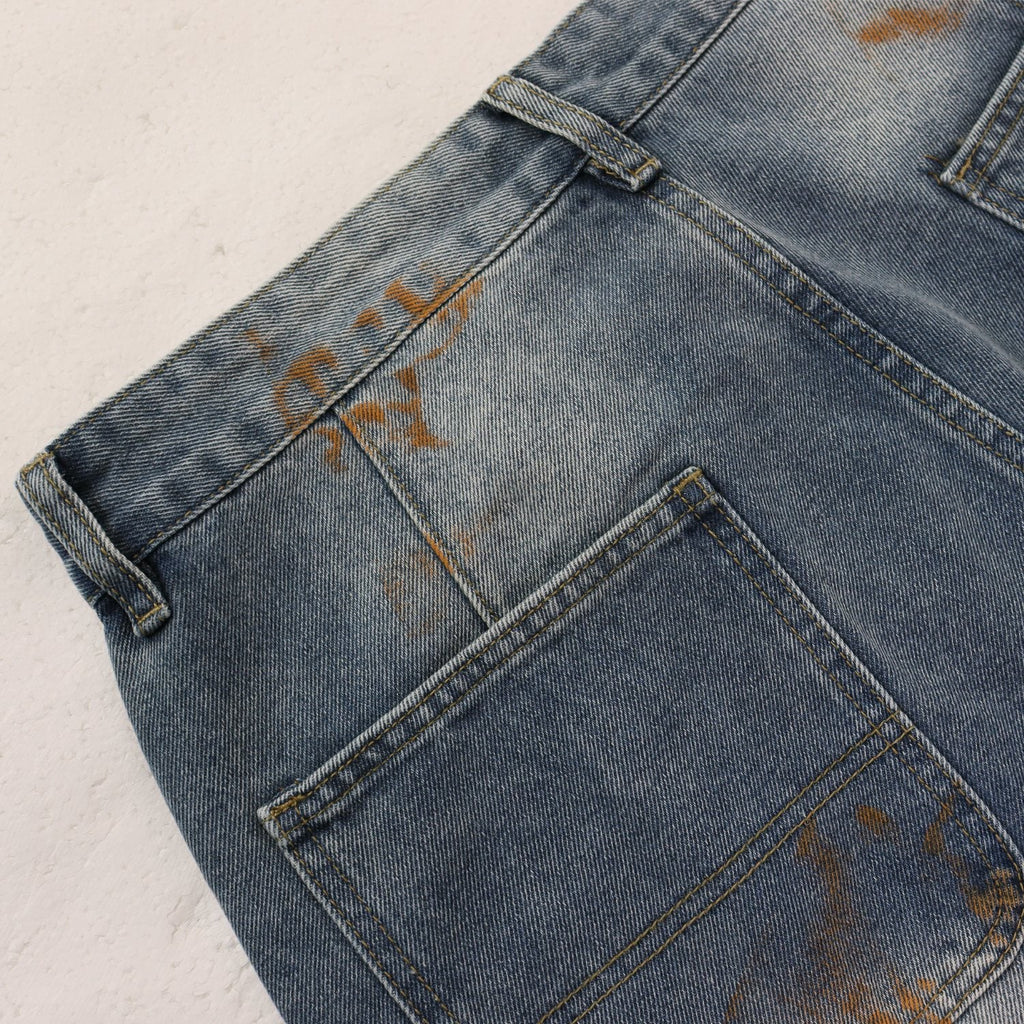 VALLEY Distressed Appliqué Cargo Jeans — back