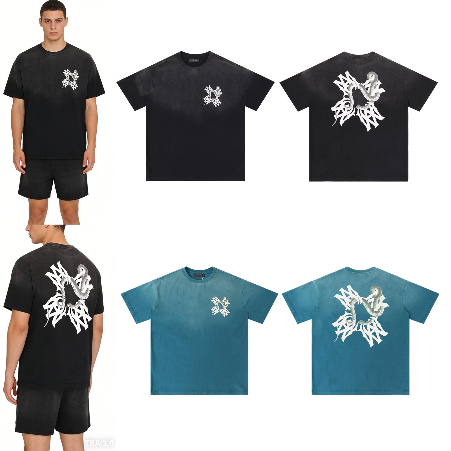 AMIRI Snake Graphic Washed T-Shirt — comparison