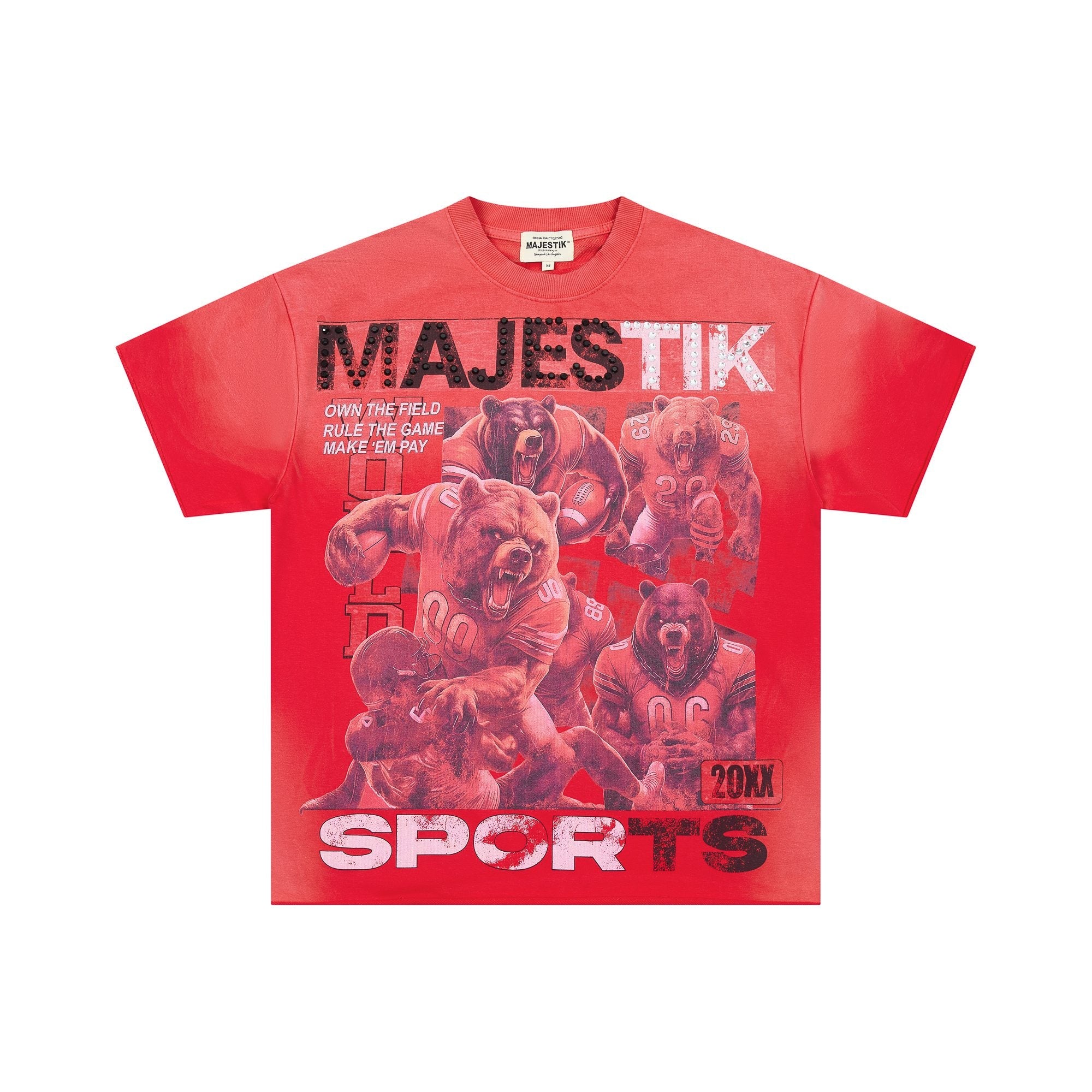 MAJESTIK Red Bear Football Graphic T-Shirt — hero