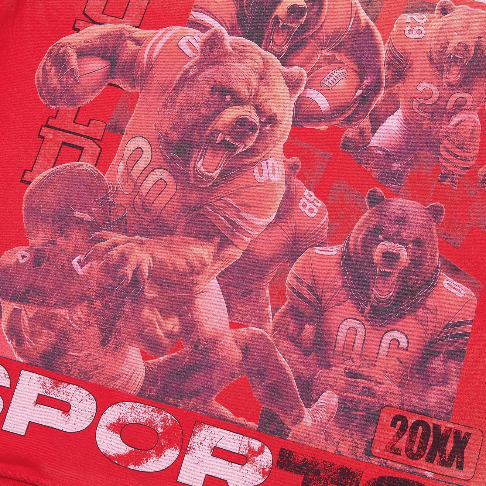 MAJESTIK Red Bear Football Graphic T-Shirt — detail