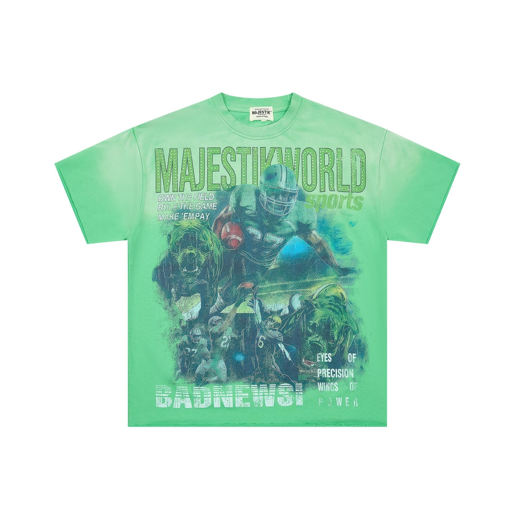 MAJESTIK Green Football Graphic T-Shirt — front