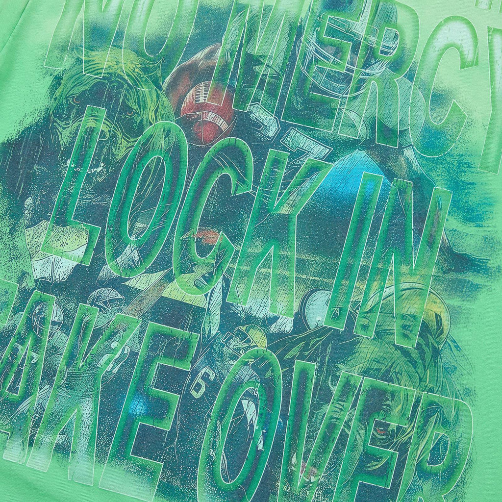 MAJESTIK Green Football Graphic T-Shirt — detail