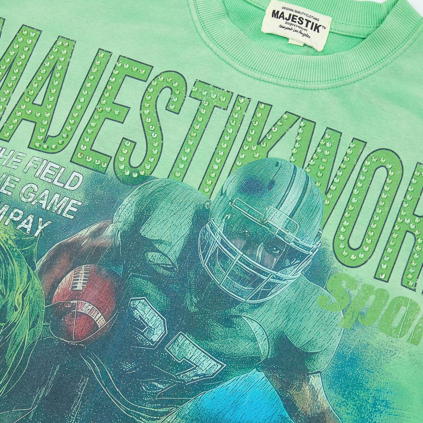 MAJESTIK Green Football Graphic T-Shirt — neck_label