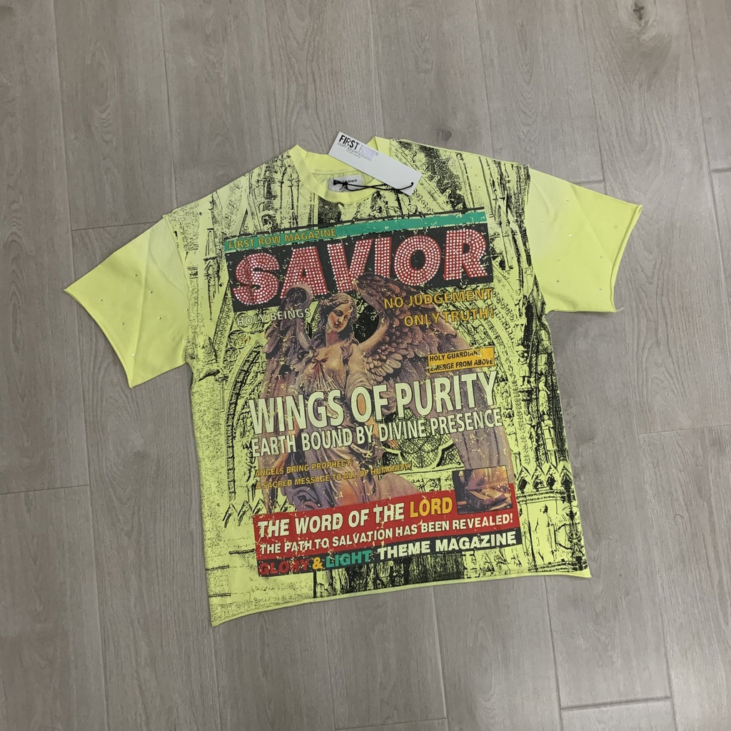 FIRST ROW Wings of Purity Yellow Graphic T-Shirt — front