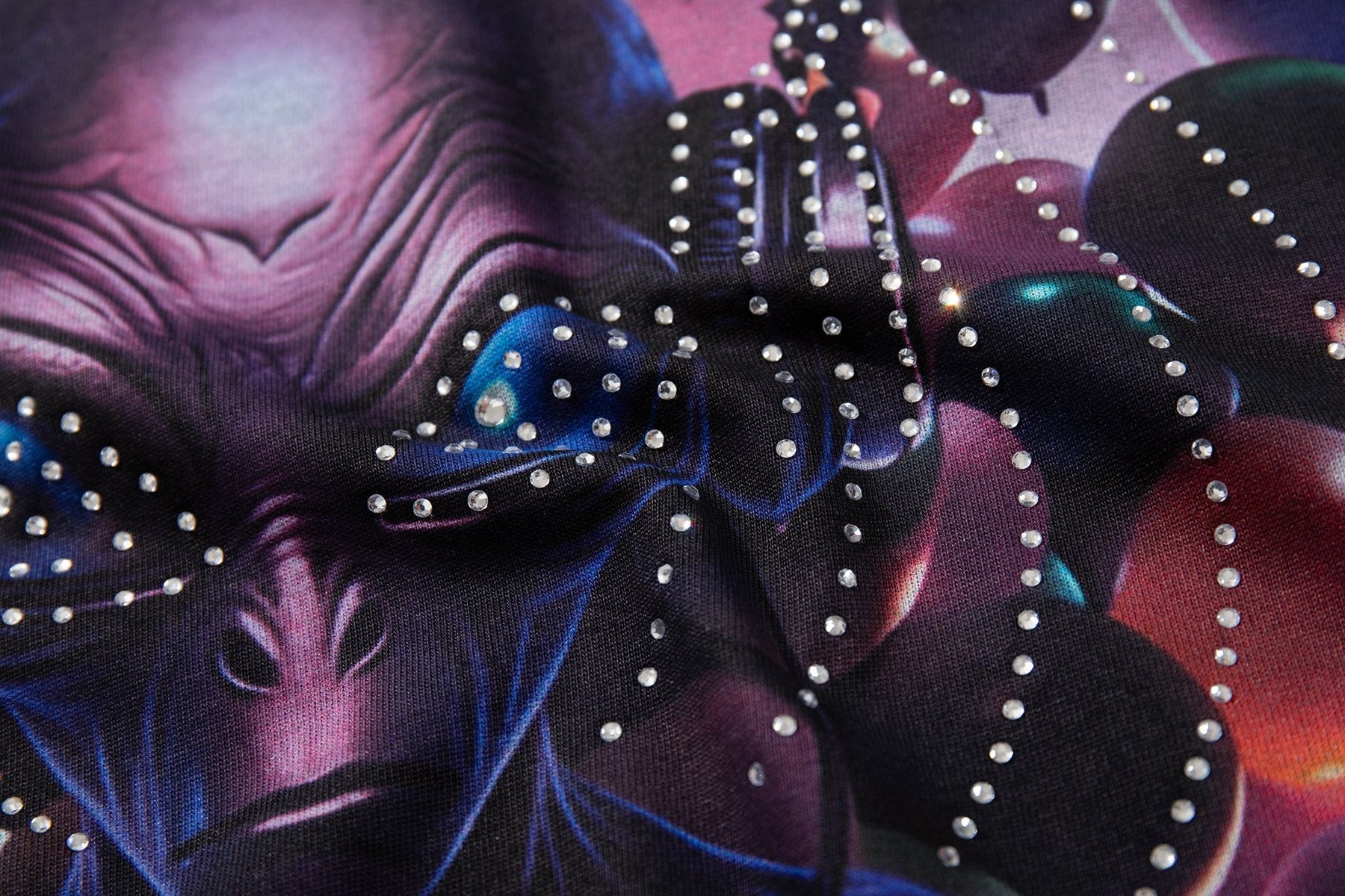 MAJESTIK Alien Rhinestone Graphic T-Shirt — detail