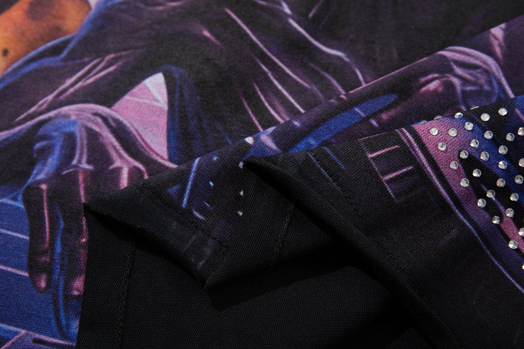 MAJESTIK Alien Rhinestone Graphic T-Shirt — detail