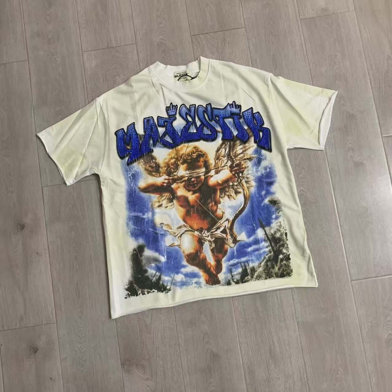 MAJESTIK Baby Angel Cherub Graphic T-Shirt — front