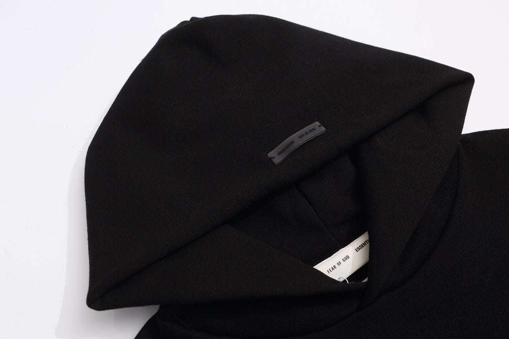 Fear of God Essentials Black Front Graphic Hoodie — detail