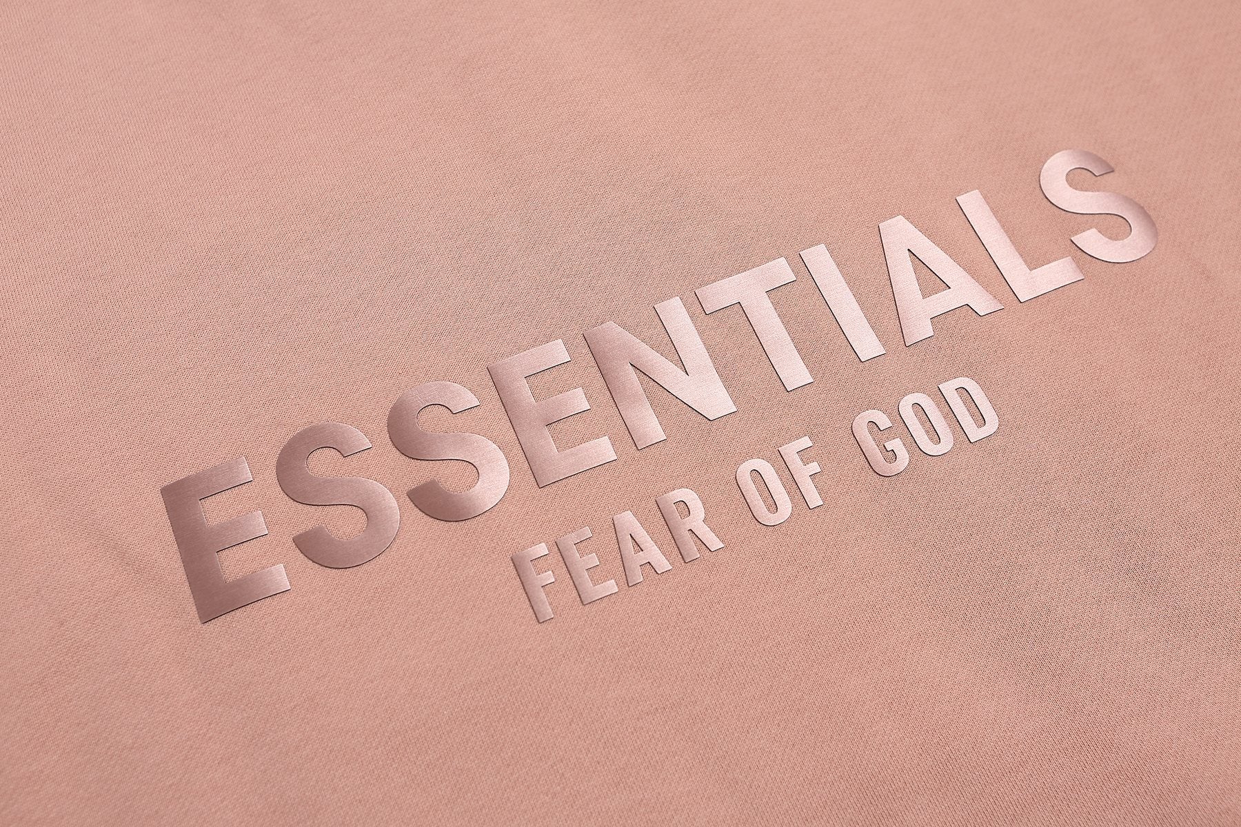 Fear of God Essentials Dusty Pink Hoodie & Pants Matching Set — fabric_closeup