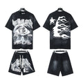 Hellstar Sun Flame Graphic T-Shirt and Shorts Set — front