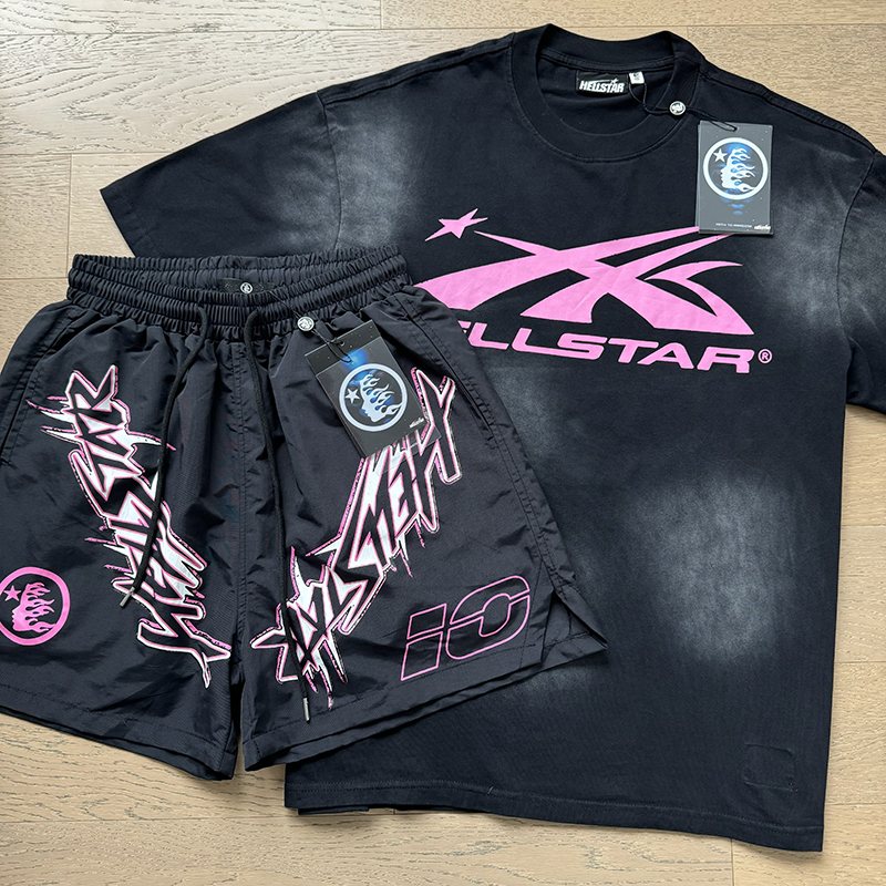 Hellstar Pink Logo T-Shirt and Shorts Set — front