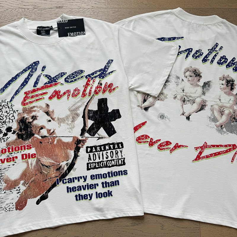 MIXED EMOTION Front & Back Graphic Short-Sleeve T-Shirt — context