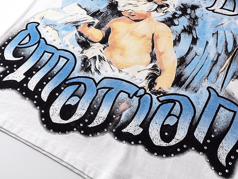 MIXED EMOTION Angel Rhinestone-Style Graphic T-Shirt — detail