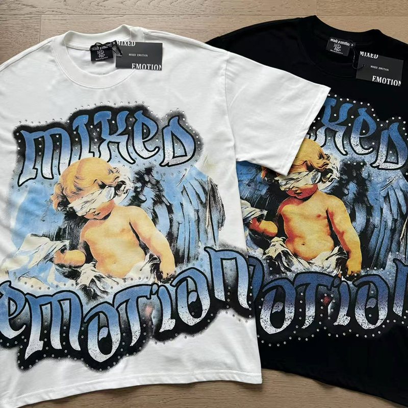 MIXED EMOTION Angel Rhinestone-Style Graphic T-Shirt — context