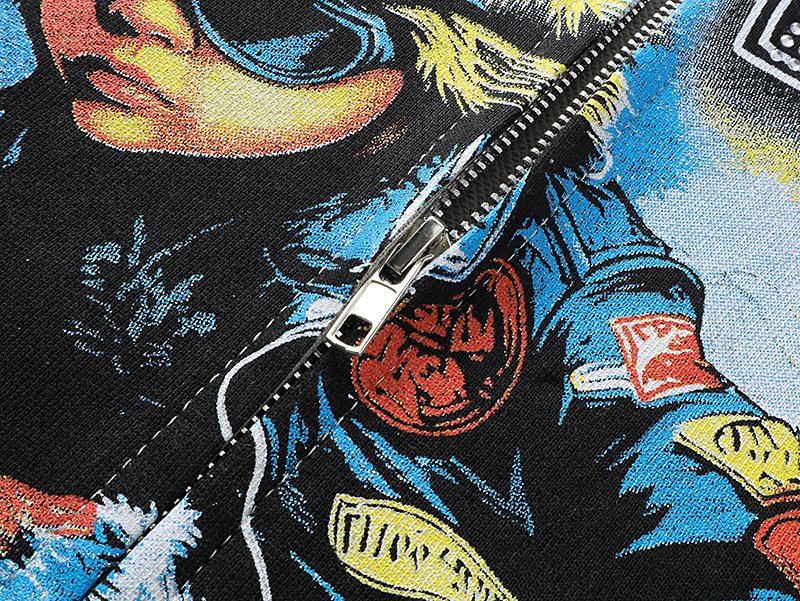 MIXED EMOTION Skateboard Graphic Zip Hoodie - Gray — detail