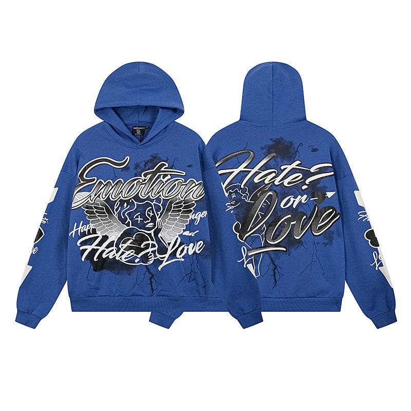 MIXED EMOTION Street Graffiti Graphic Hoodie — front