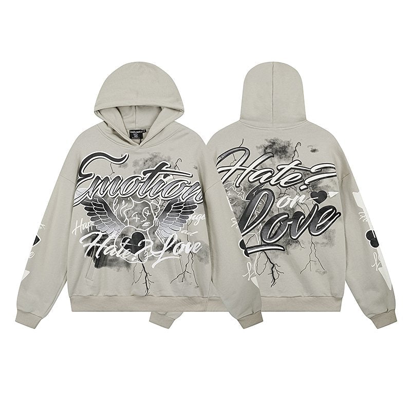 MIXED EMOTION Street Graffiti Graphic Hoodie — front