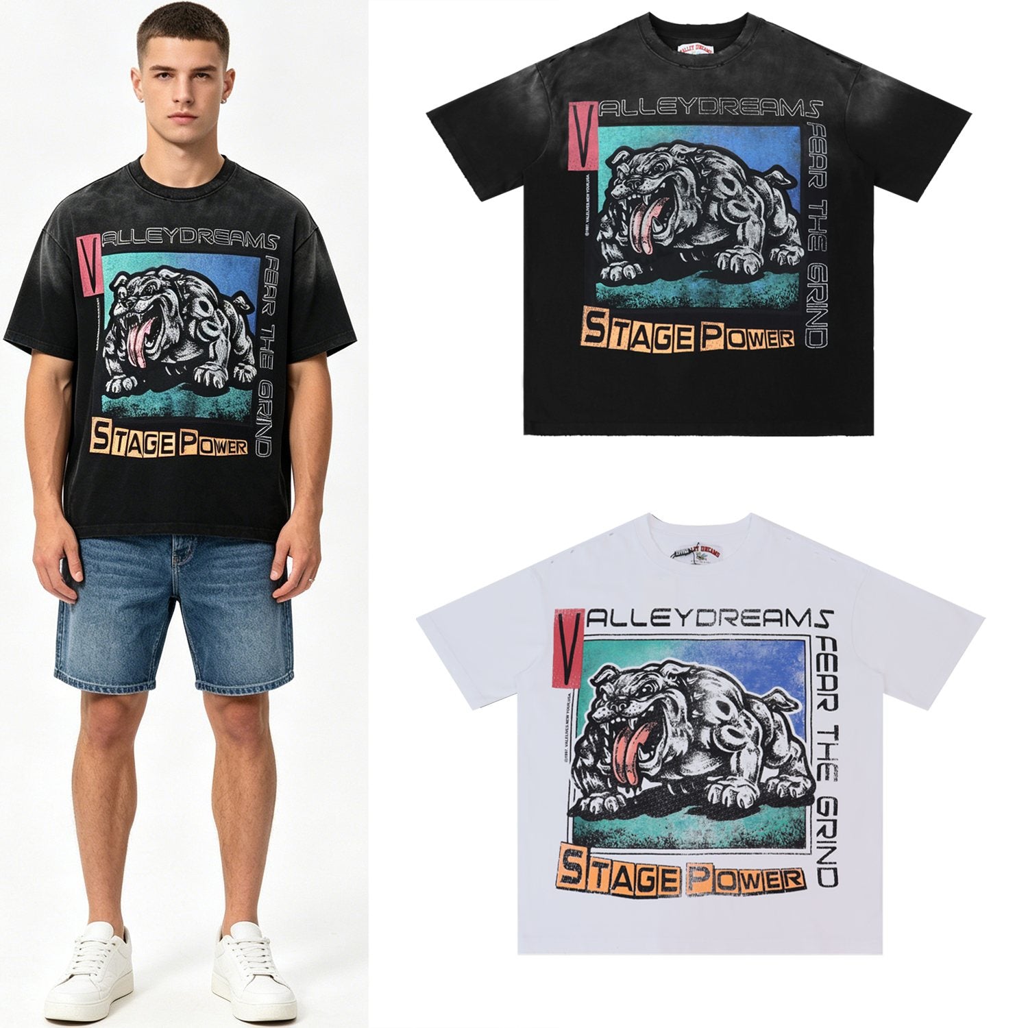 Valley Dreams Stage Power Bulldog Graphic T-Shirt — context