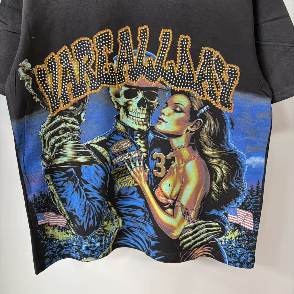 VARE ALL DAY Skeleton Racing Graphic T-Shirt — detail