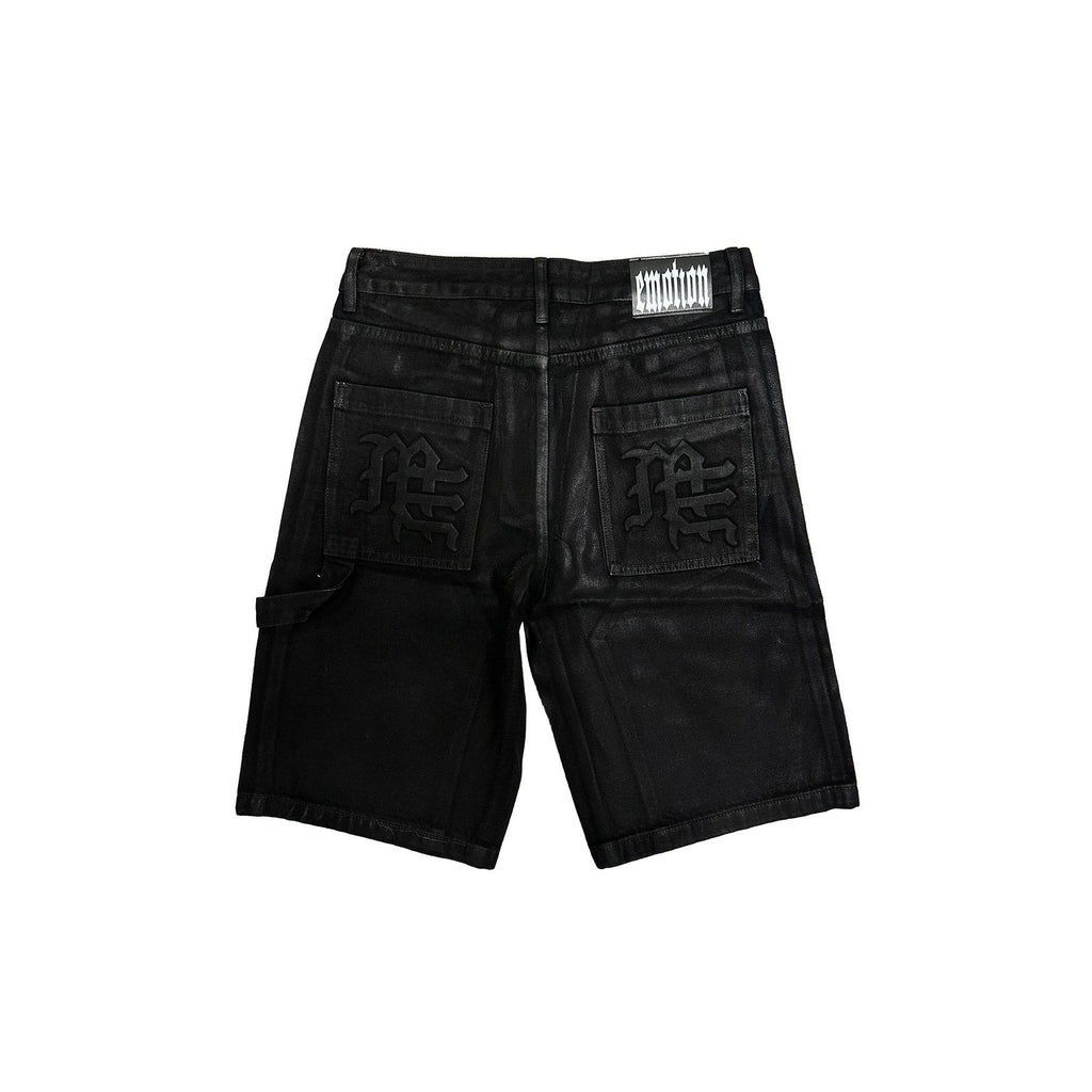 Mixed Emotion Black Logo Cargo Shorts — back