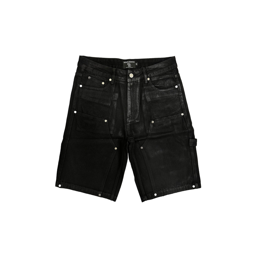Mixed Emotion Black Logo Cargo Shorts — hero