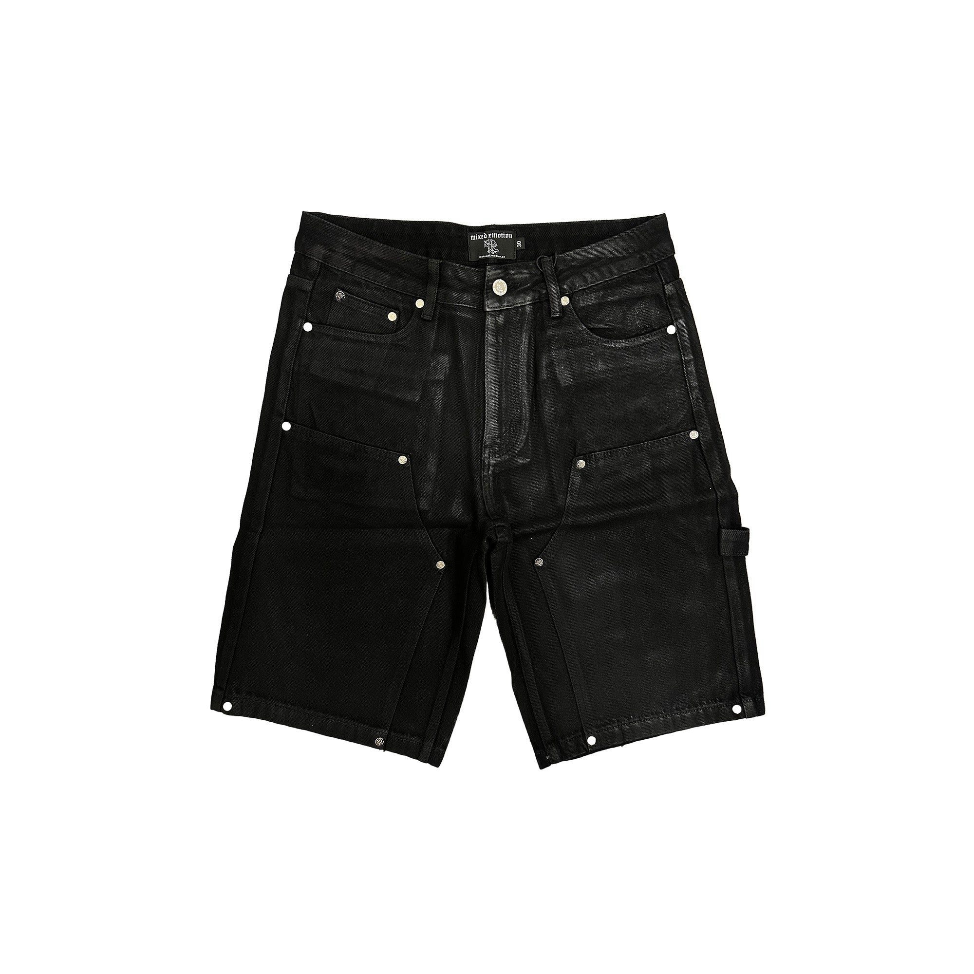 Mixed Emotion Black Logo Cargo Shorts — hero