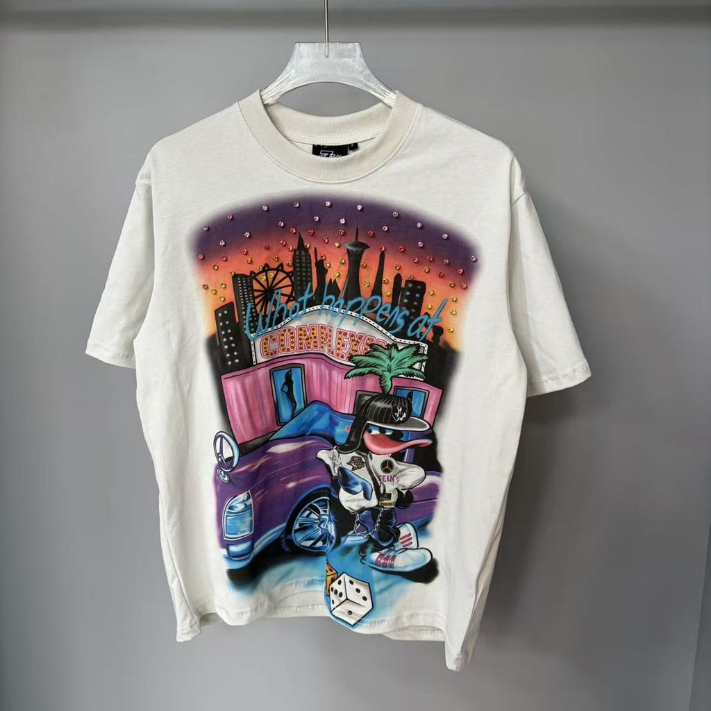 TRIPLE SEVENS Cream Rhinestone Graphic Short-Sleeve T-Shirt — hero