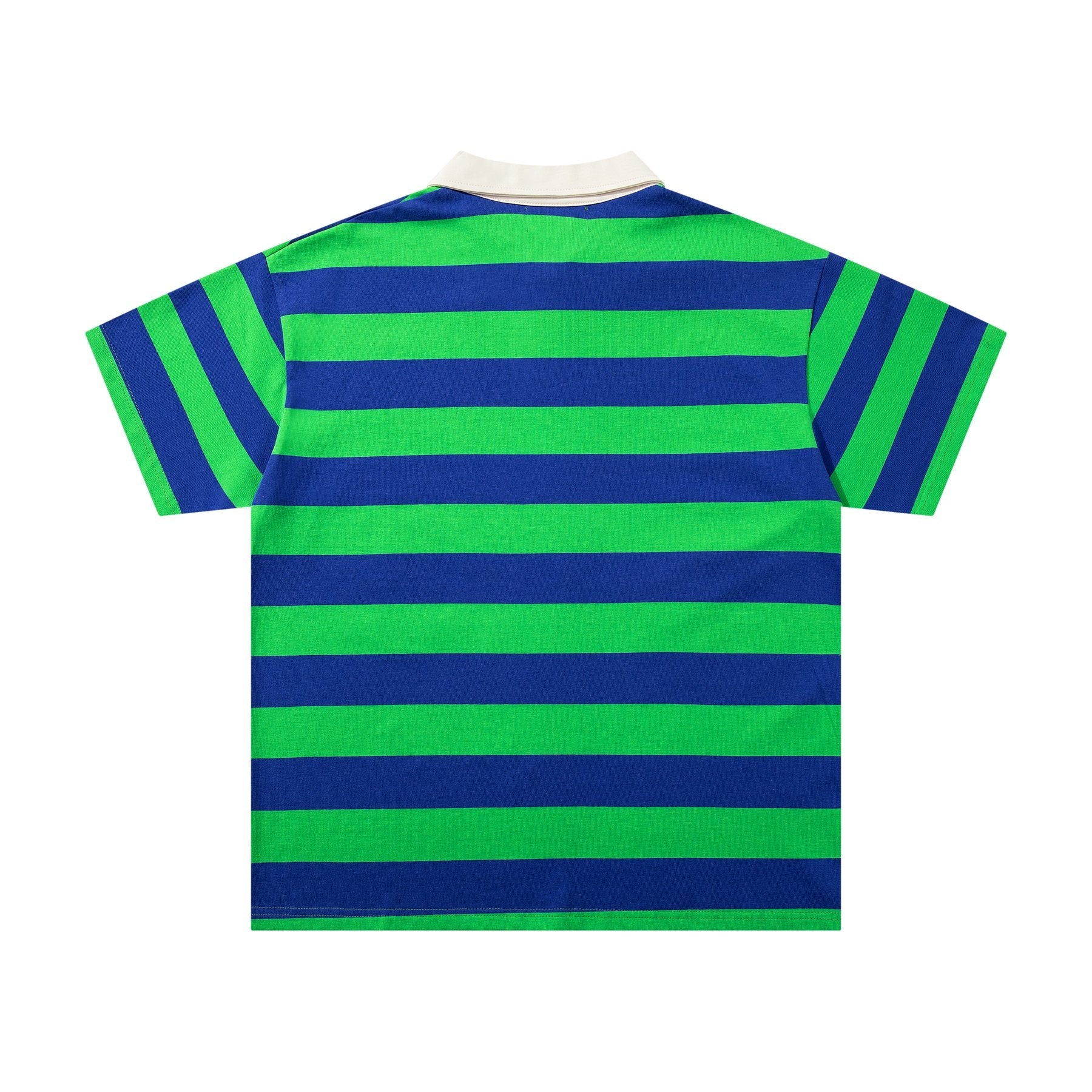 MAJESTIK Green/Blue Striped Skull Graphic Polo Shirt — back