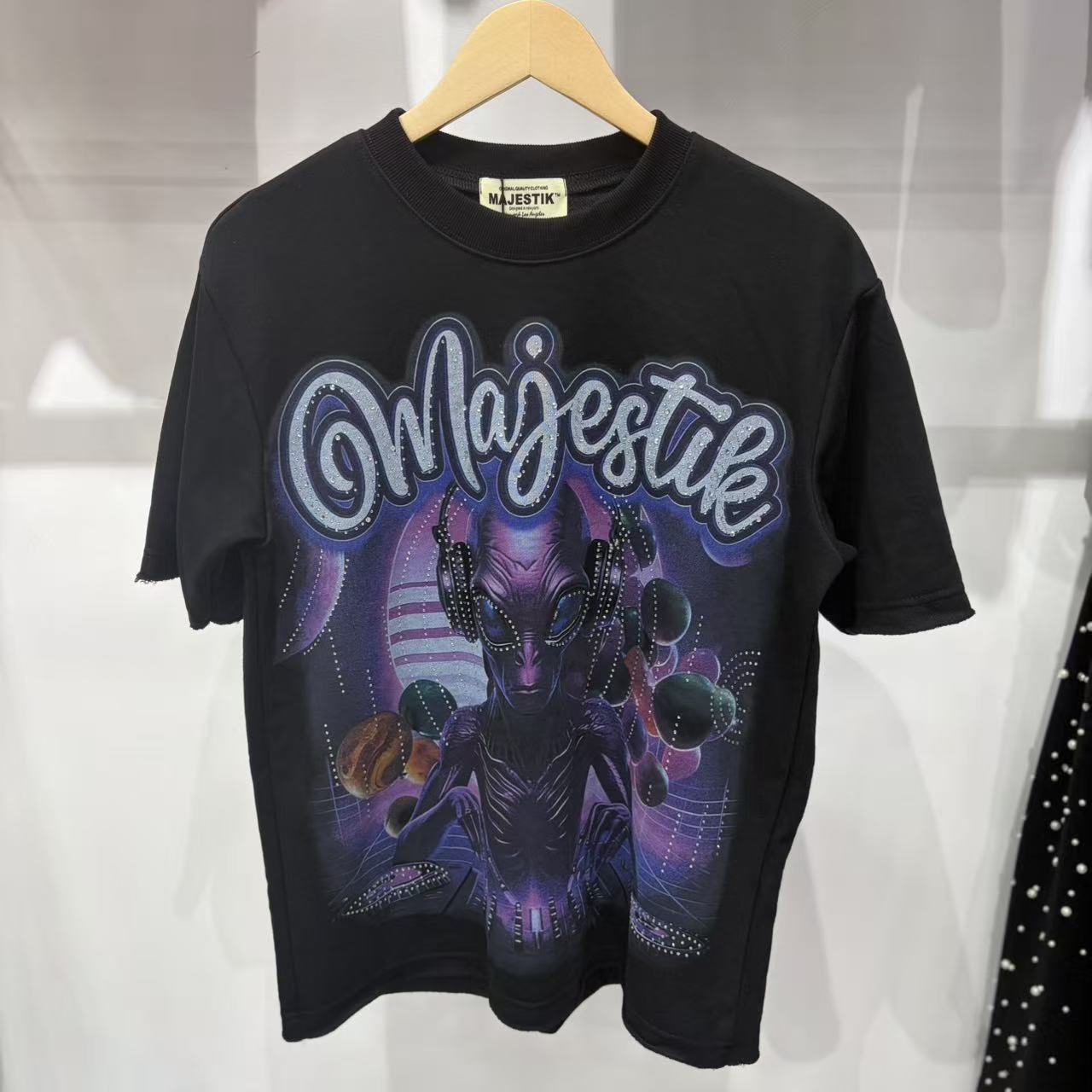 MAJESTIK Alien DJ Space Graphic T-Shirt — front