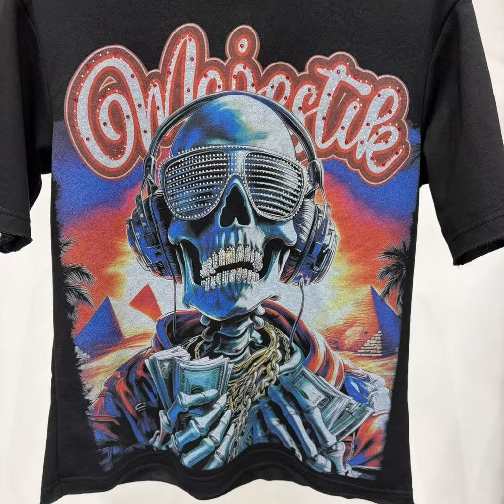 MAJESTIK Skull Headphones Graphic T-Shirt — detail