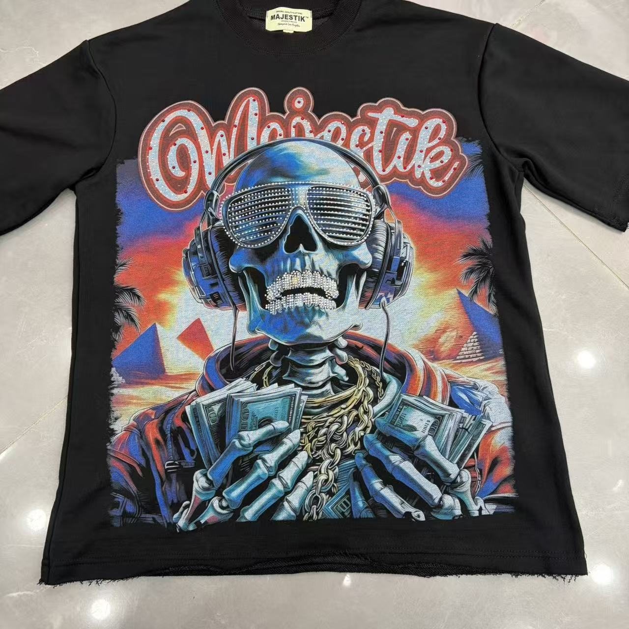 MAJESTIK Skull Headphones Graphic T-Shirt — front