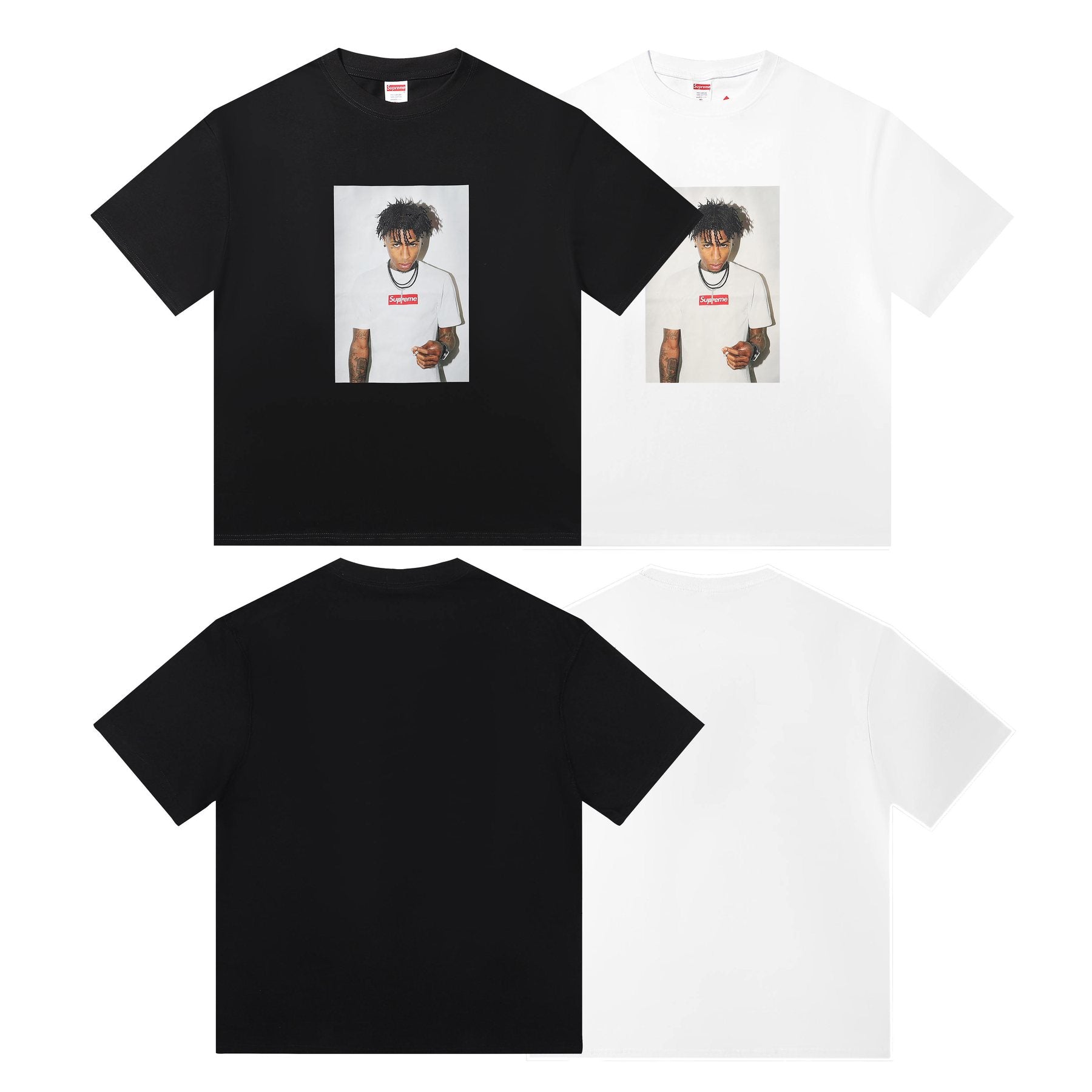 Supreme Rapper Portrait Graphic Short-Sleeve T-Shirt — comparison