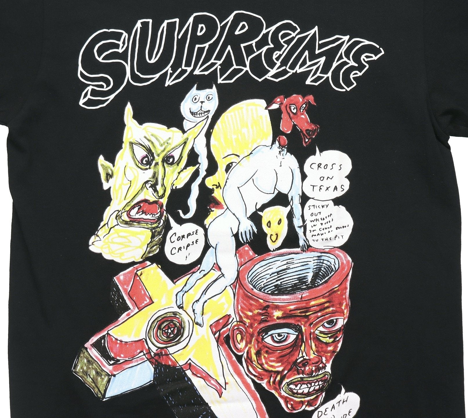 Supreme Daniel Johnston Cartoon Collage Graphic T-Shirt — detail