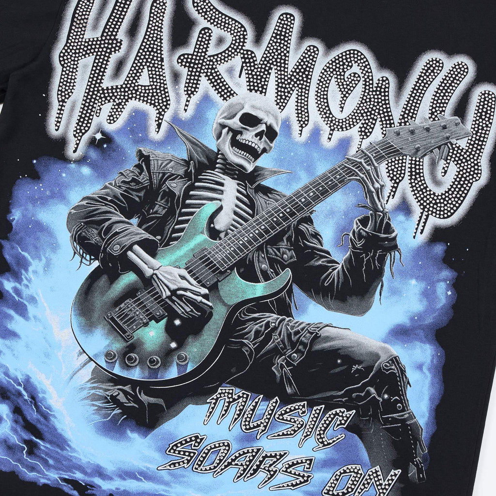 HARMONY Guitar Skeleton Graphic T-Shirt — detail