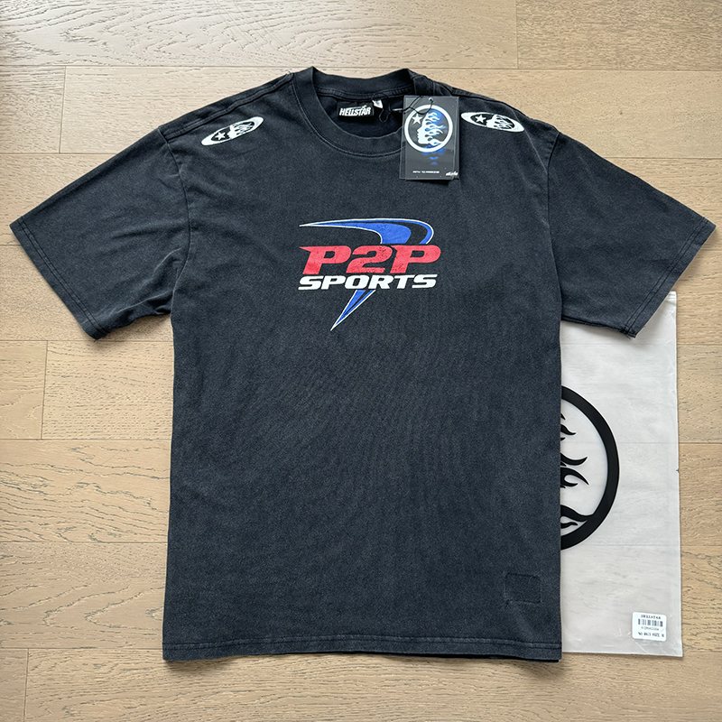 Hellstar P2P Sports Washed Black Graphic T-Shirt — context