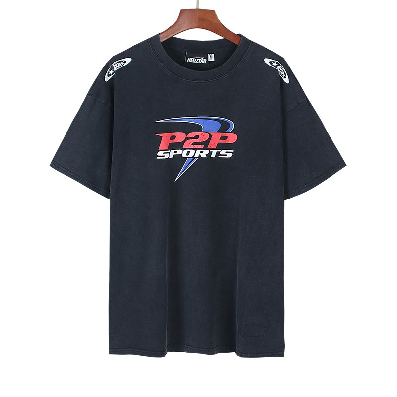Hellstar P2P Sports Washed Black Graphic T-Shirt — front