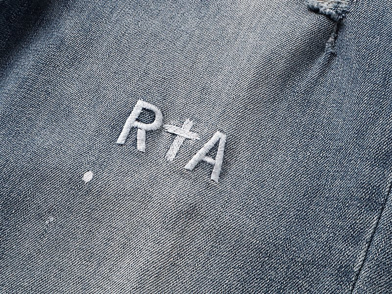 R+A Light Blue Paint Splatter Jeans — detail